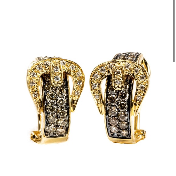 14k Chocolate Champagne and Vanilla Diamonds Earrings - Picture 5 of 10